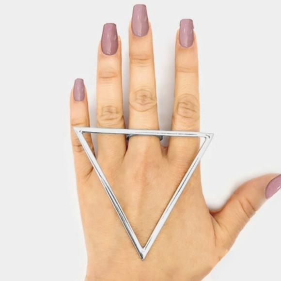 Jewelry - Oversized Geometric Triangle Fashion Silver Ring  